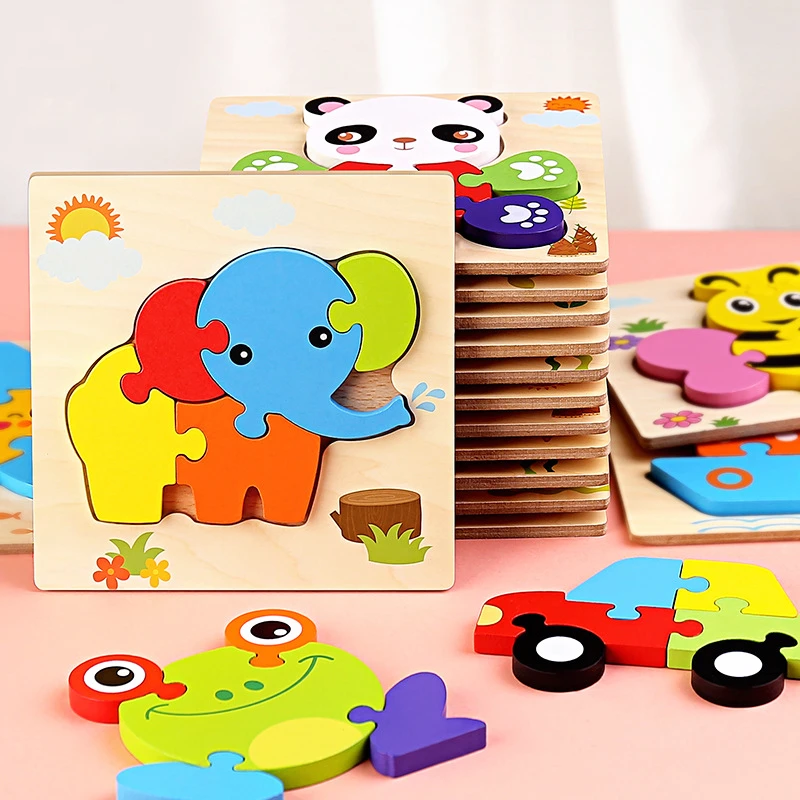 Puzzle 3d En Bois Pour Bebe Jouets Educatifs Pour Enfants Formes Tangram Apprentissage De L Intelligence Animale Dessin Anime Aliexpress