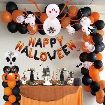 

Halloween Balloon Decoration Happy Halloween Bat Spider Pumpkin Inflatable Air Helium Latex Ballon For Halloween Home Decoration