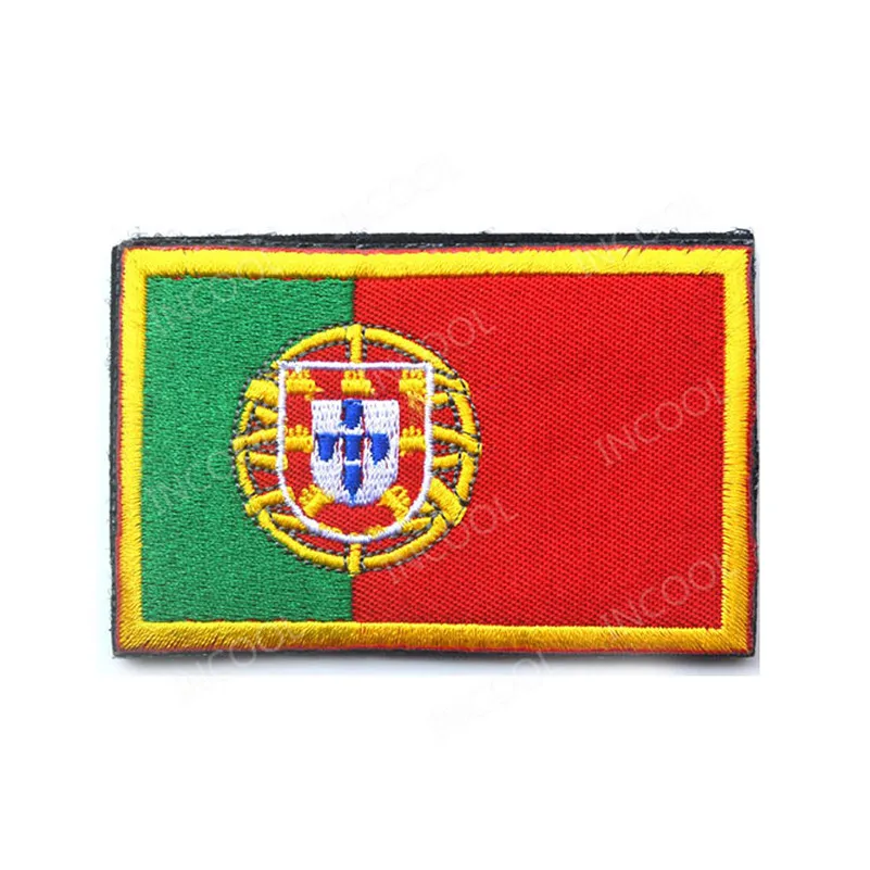 12 Portugal 8X5 CM 3D вышитые нашивки, флаг Испании, Португалия, Череп, армейский военный боевой дух, нашивки, эмблема, испанские флаги, резиновые, ПВХ, вышитые значки - Цвет: 12 Portugal 8X5 CM