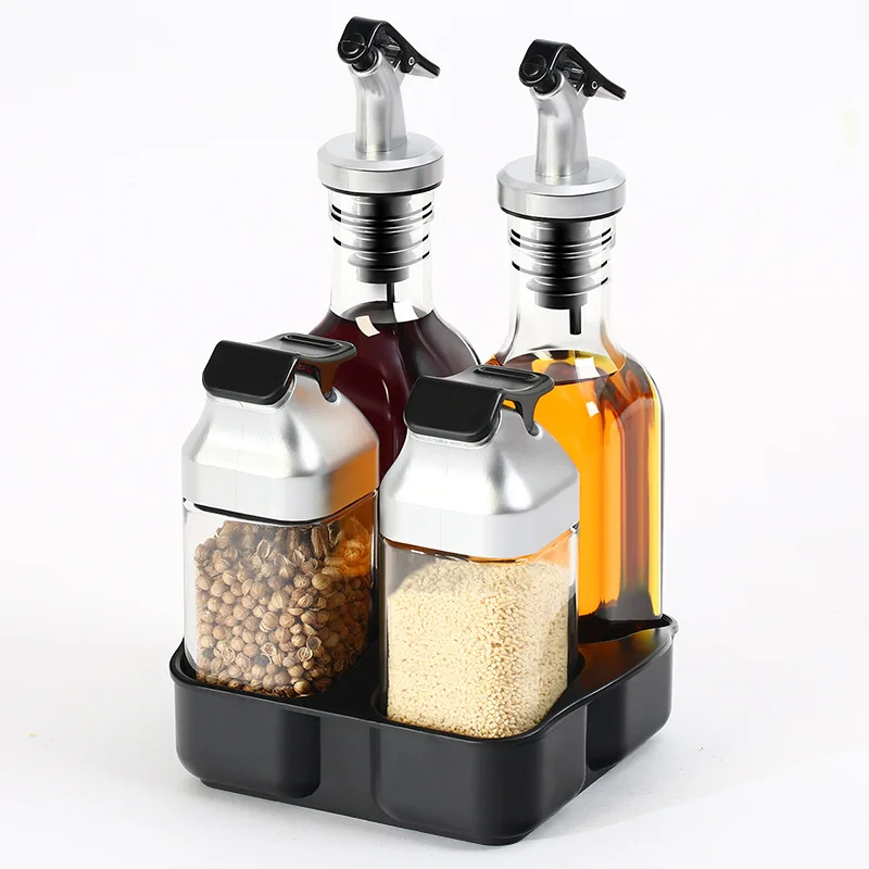 

Glass Seasoning Jar Kitchen Supplies Oil Pot Glass Creative Solid Liquid Seasoning Box Seasoning Bottle Set Spice Container
