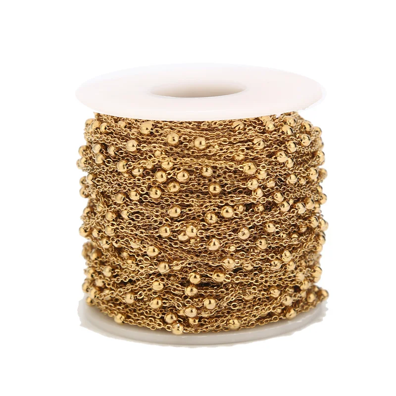 

3MM width Women Wholesale in Bulk Silver Stainless Steel Rolo Chain Beads chains for jewelry making