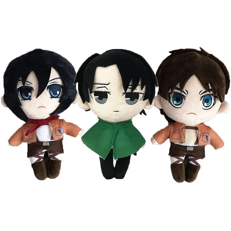 Attack on Titan Cosplay Levi Mikasa Ackerman Eren Jaeger Plush Doll Shingeki no Kyojin Plushie Figure Anime Toy Gift 20cm police woman costume