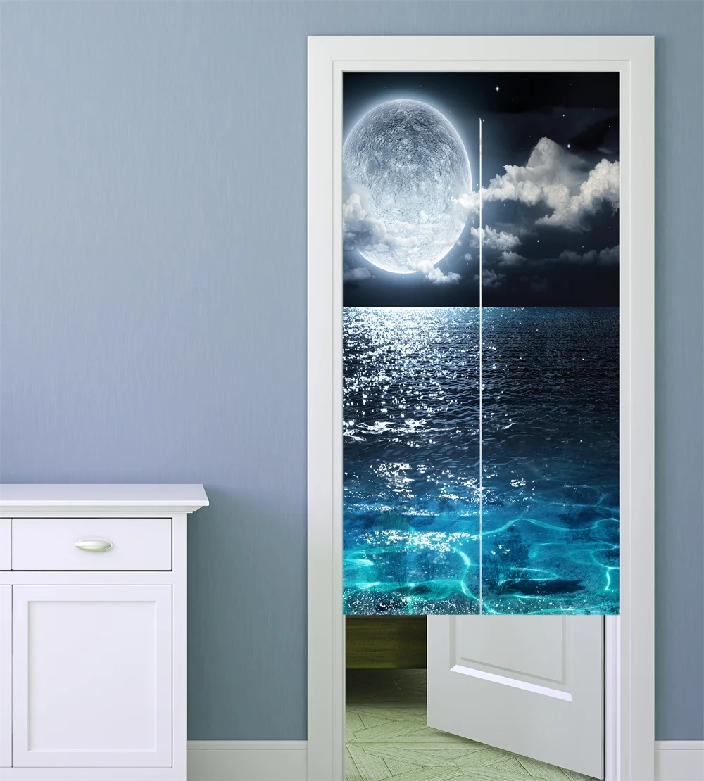 

Creative Moon and Wolf Door Curtian Living Room Restaurant Kitchen Half Curtain Feng Shui Curtain Noren