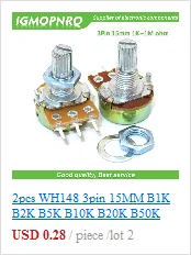 5 шт. B1K B2K B5K B10K B20K B50K B100K B1M 6Pin вал WH148 усилитель Dual Stereo потенциометры 1 К 2 К 5 К 10 К 50 К 100 К 1 м