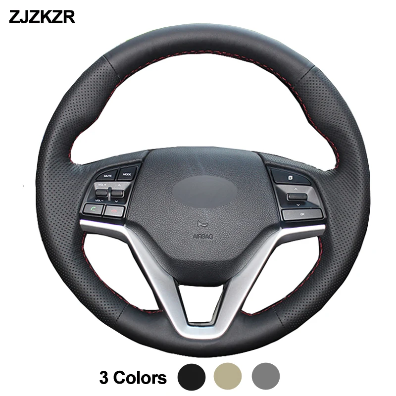 Car Steeringwheel Cover Hand Sewing Wrap Volant For Hyundai Tucson 3