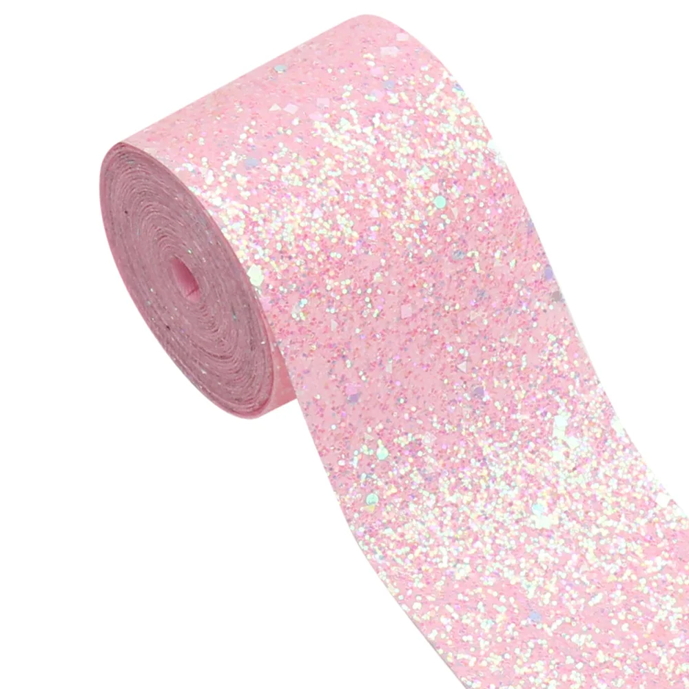 Неоновая Блестящая лента для болельщиков 75 мм, Мягкая Блестящая тканевая лента для сумок ручной работы, подарочная упаковка, материалы для декора - Цвет: 123 pink