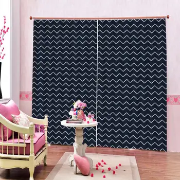 

Customized size Luxury Blackout 3D Window Curtains For Living Room blue wave curtains Drapes