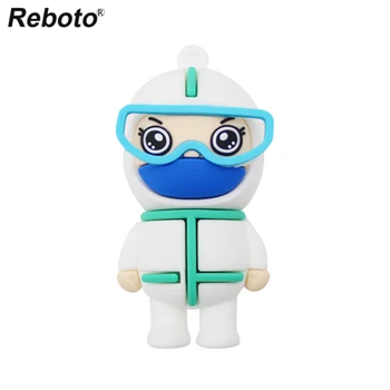 

USB 2.0 Reboto Protective Suit USB Flash Drive 4GB 8GB 16GB Doctor Nurse Pendrive Cartoon Memory Stick 32GB 64GB Mini U Disk