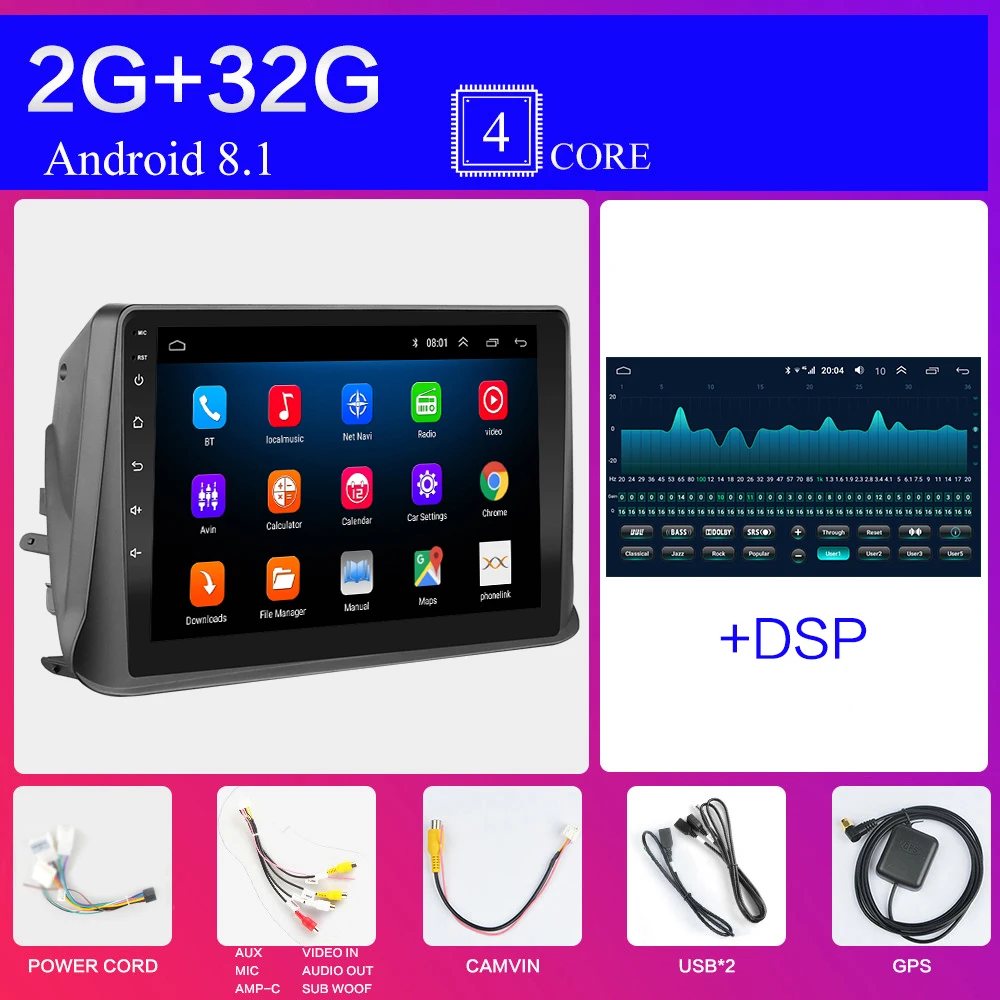 Фиолетовый 2 Din Android Автомагнитола для Tata nexon WiFi FM gps мультимедиа плеер навигация - Цвет: Фиолетовый