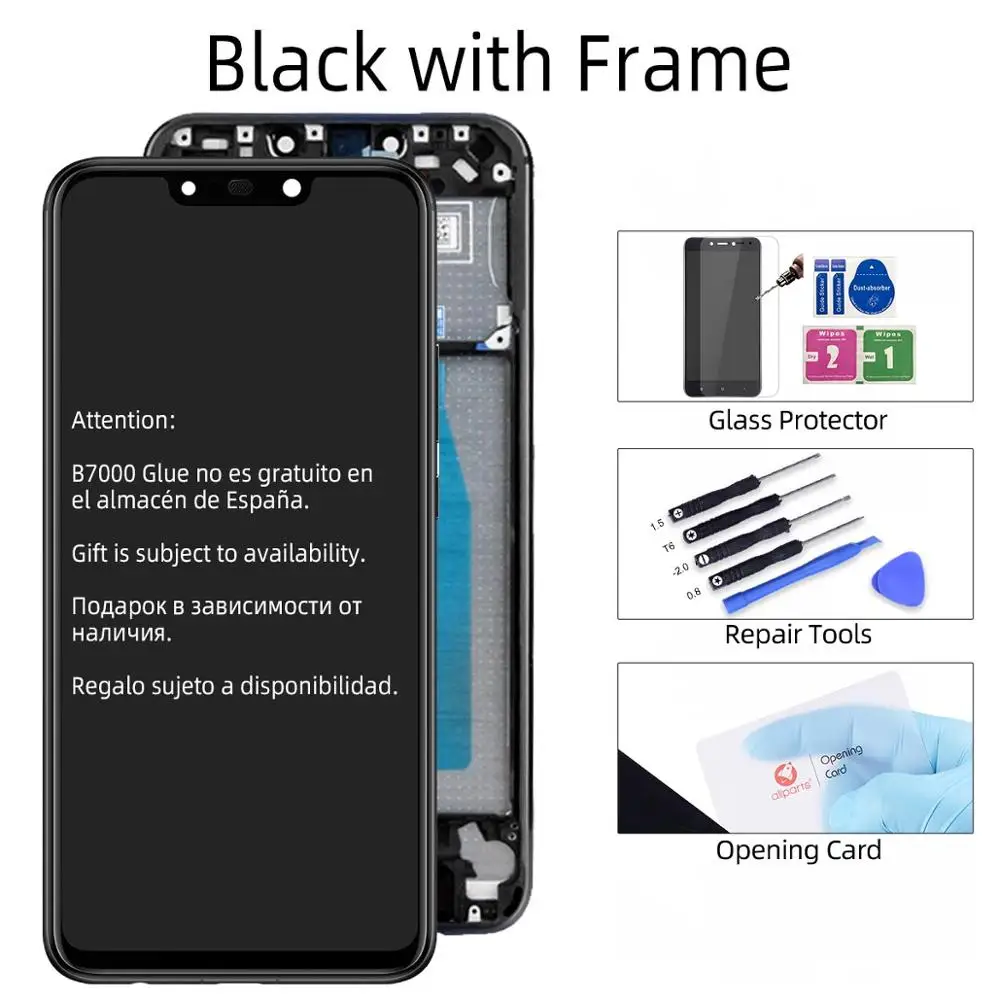 Black with Frame Дисплей для Huawei Nova 3i INE-LX2 LCD в сборе с тачскрином 6.3'' черный - Цвет: Black with Frame