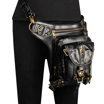 

Vintage Women/men Waist/belt Bag Leather Fanny Pack Gothic Steam Punk Rock Designer Chest Leg Bag Moto Biker Hip Hop Waist Packs