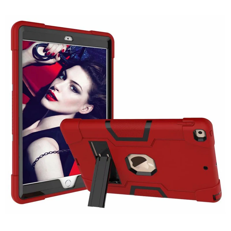 Red Black Чехол для планшета для iPad 10,2 7 поколения 10,", детский сверхпрочный защитный чехол для iPad 10,2 противоударный чехол - Цвет: Red Black