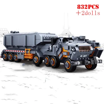 

Heavy Transport Vehicle Truck Armored Building Blocks City Military Technic Enlighten Bricks Toys Birthday Gifts For Children