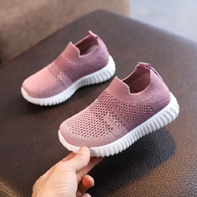 Spring Autumn Baby Kids Boy Girl Woven Fly Shoes Children's Air Mesh Sneakers sweet taro