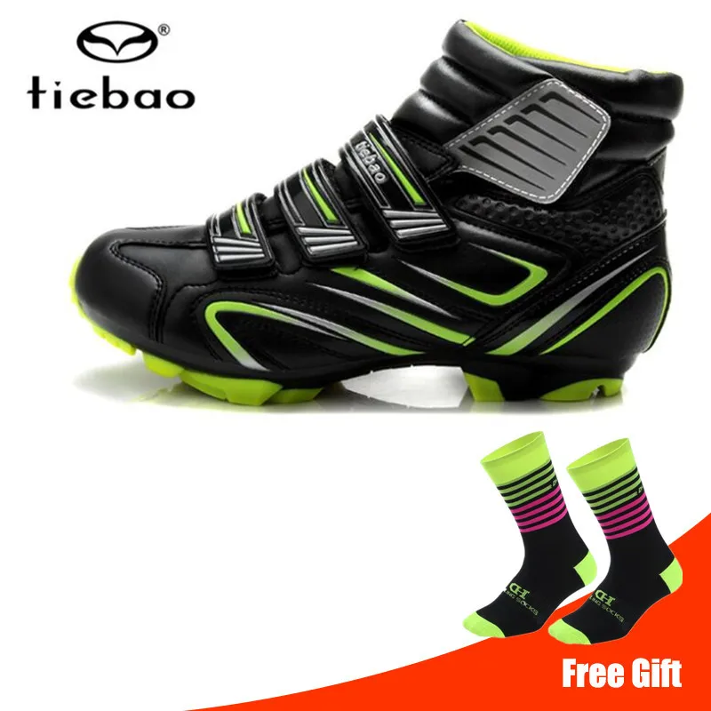 add socks TIEBAO велосипедная обувь sapatilha ciclismo mtb Мужская зимняя обувь с самоблокирующимся замком SPD patillas MTB Мужская обувь для внедорожного велосипеда велосипедные ботинки - Цвет: add socks