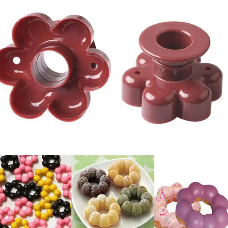 Flower Shape Donut Maker Cutter Fudge Cake Bread Dessert Bakery Mould Mold Waffle Dispenser Doughnut Machin Random Color