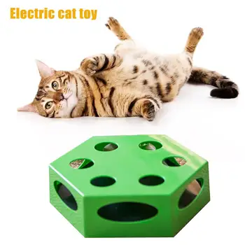 

Hexagonal Electric cat toy feather smart funny cat stick Teasing crazy play disc cat catching automatic turntable toy for cat