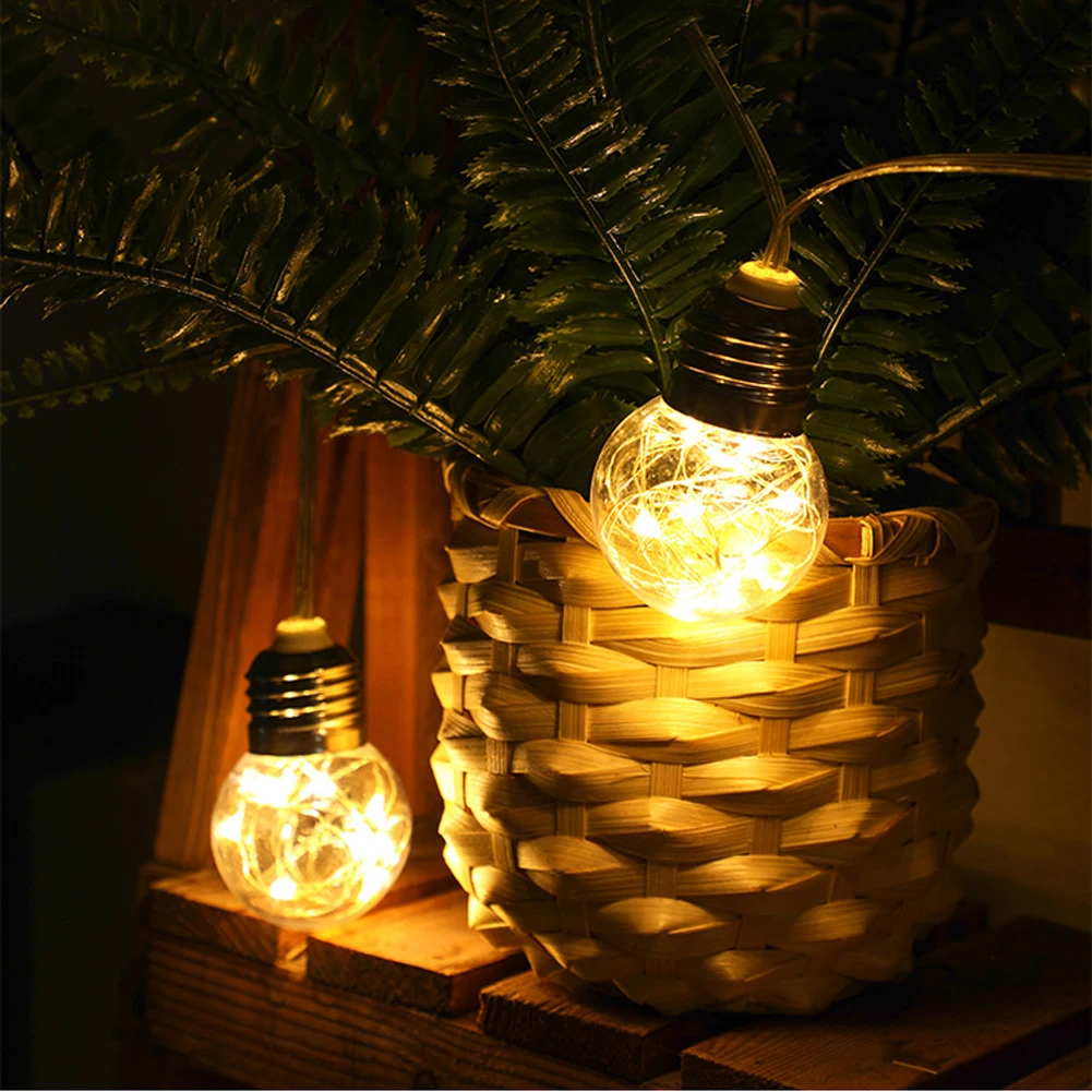 Solar Garden Lights Outdoor, 10/ 20 Bulbs Copper Wire Bulbs String Lights Solar Hanging Lights Clear Round Ball LED Solar Lights solar lights for sale