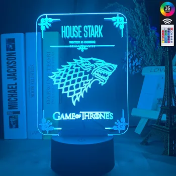 

Game of Thrones House of Stark Logo Night Light Led Touch Sensor Color Changing Nightlight for Office Room Decor Table 3d Lamp