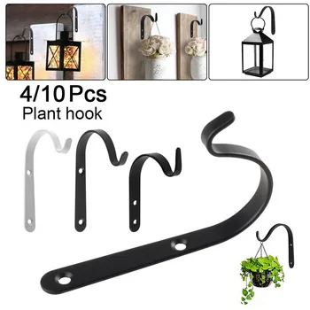 

4/10pcs Decorative Iron Wall HooksHanging Bracket For Balcony Yard Garden Bending Durable Iron Flowerpot Plant Hanger Hook