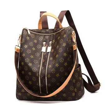

Backpack Women's Luxury Brand Design Ladies Rucksack Qualified Leather Print Pattern Double Shoulder Traval Casual Backpacks2020