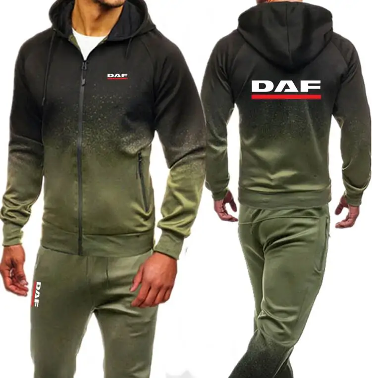 color 4 Мужские комплекты с принтом DAF, осенний спортивный костюм, толстовка, спортивные штаны, мужские толстовки на молнии, брюки, тонкий спортивный костюм, куртка с капюшоном - Цвет: color 4