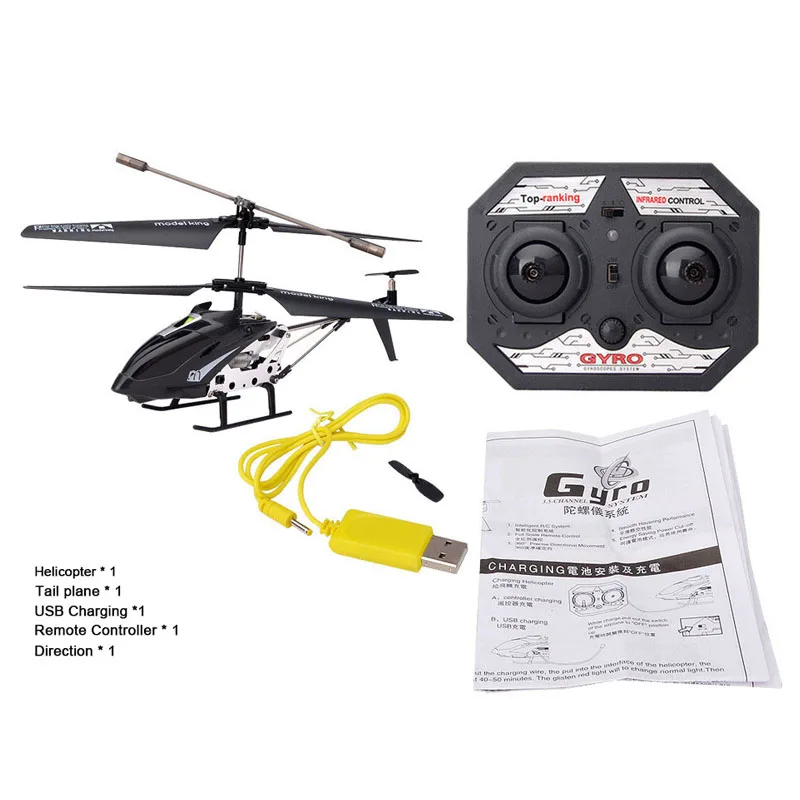 RC Helicopter 3.5 CH Radio Control Helicopter with LED Light Quadcopter Anti-collision Equipped With Gyro Alloy Aircraft
