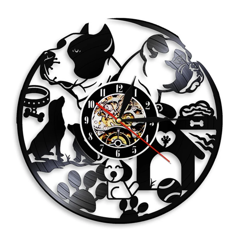 French Bulldog House Pet Vinyl Record Wall Clock Modern Design Home