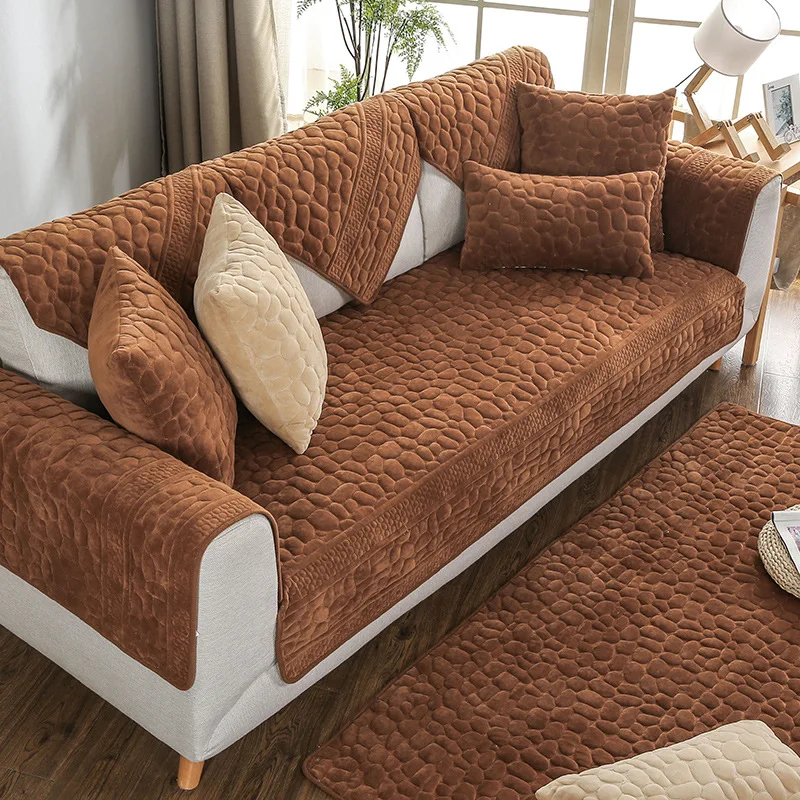 

2019 New Thicken Plush Fabric Sofa Cover Slip Resistant Slipcover Seat Couch Covers Sofa Towel For Living Room Decor Cushions