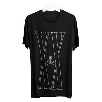 

Hot Drilling Skull Wind Round Neck Men Short Sleeve T T-shirt Tide Brand Male T Shirt Street Men's Wear Guangzhou Clothing