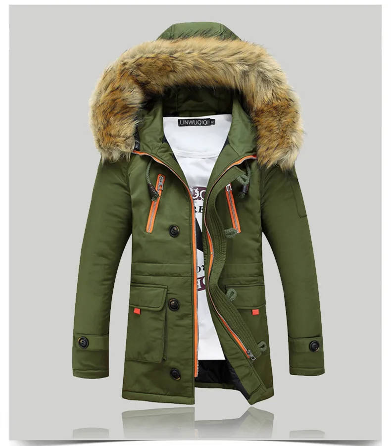 

High Quality Warm Outwear Winter Jacket Men Cotton With Hooded Parkas Hombre Invierno Windproof Slim Male Parkas CJ256