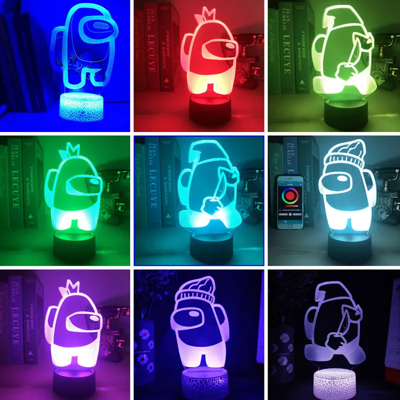 

3D Game Bedside Night Light For Among us Cursor RGB Colors LED Table Desktop Lamp Home Party Holiday Atmosphere Decor Xmas Gift