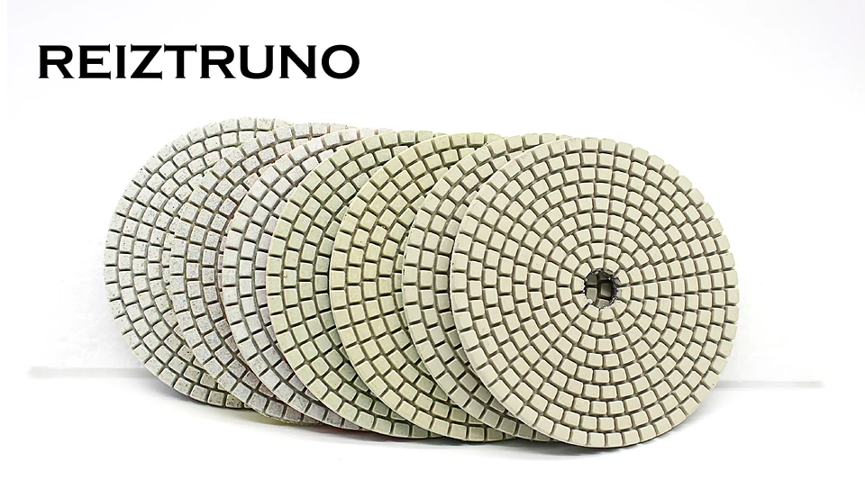 REIZTRUNO 5 дюймов 7 шт./компл. Алмазные полировальные инструменты для мрамора, гранита, кварцевые полировочные колодки Влажные/сухие полировальные подложки