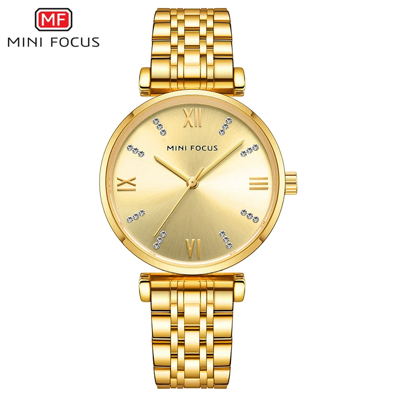 gold Мини фокус роскошные новые часы Женская мода платье кварцевые часы леди из нержавеющей стали водонепроницаемые наручные часы Часы Relogio Feminino - Цвет: gold