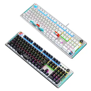 

Steampunk 104 Keys Green Switch Wired Mechanical Gaming Keyboard 30 Lighting Effects RGB Backlit Keyboard for Desktop Laptop PC
