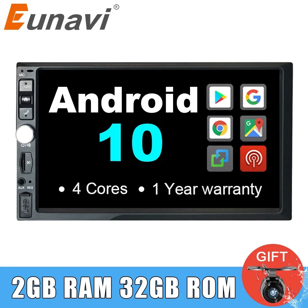 Eunavi 7 дюймов 2 din Android 10 Универсальный Автомобильный мультимедийный Радио стерео