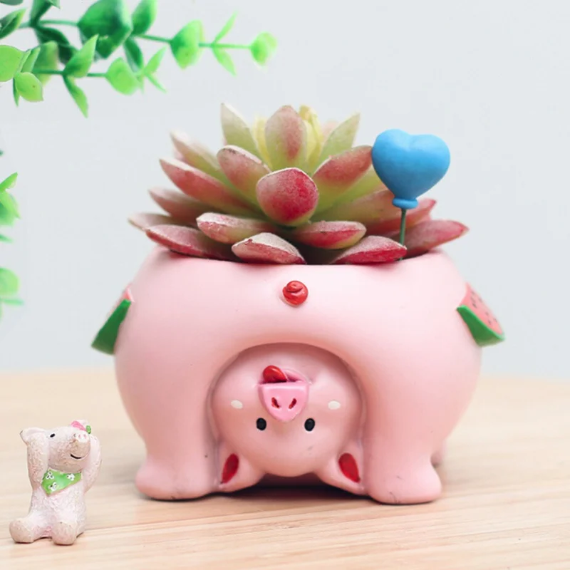

Micro Natural Resin Flower Pot Nverted Animal Design Meat Plant Flower Pot Garden Home Office Decor New Arrival