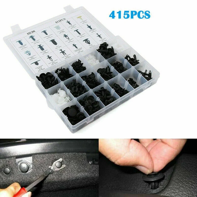 

Lcyonger 415c/Set Body Push Retainer Pin Rivets Fender Bumper Push Pin Clips + Tool for BMW for Honda Car Accessories