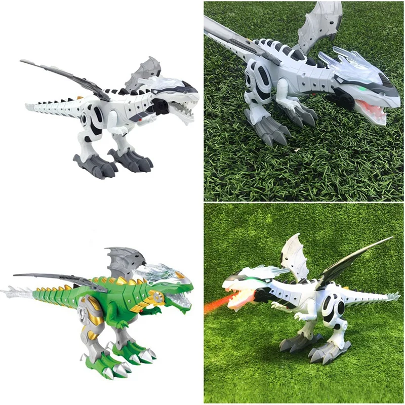 

Electric Toy Large Size Dragon Toy Fire Breathing Water Spray and Photoacoustic Mechanical Dinosaur Model Toy for Children (Whit