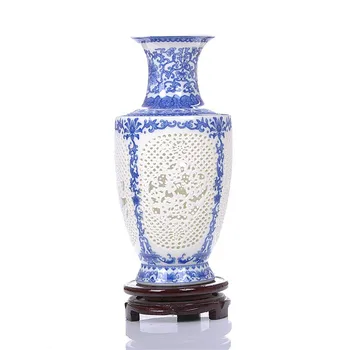 

ANTIQUE CHINESE-STYLE PALACE ANCIENT HOLLOW BLUE AND WHITE VASE CERAMIC VASE FOR ARTIFICIAL FLOWER DECORATION VASES R1889