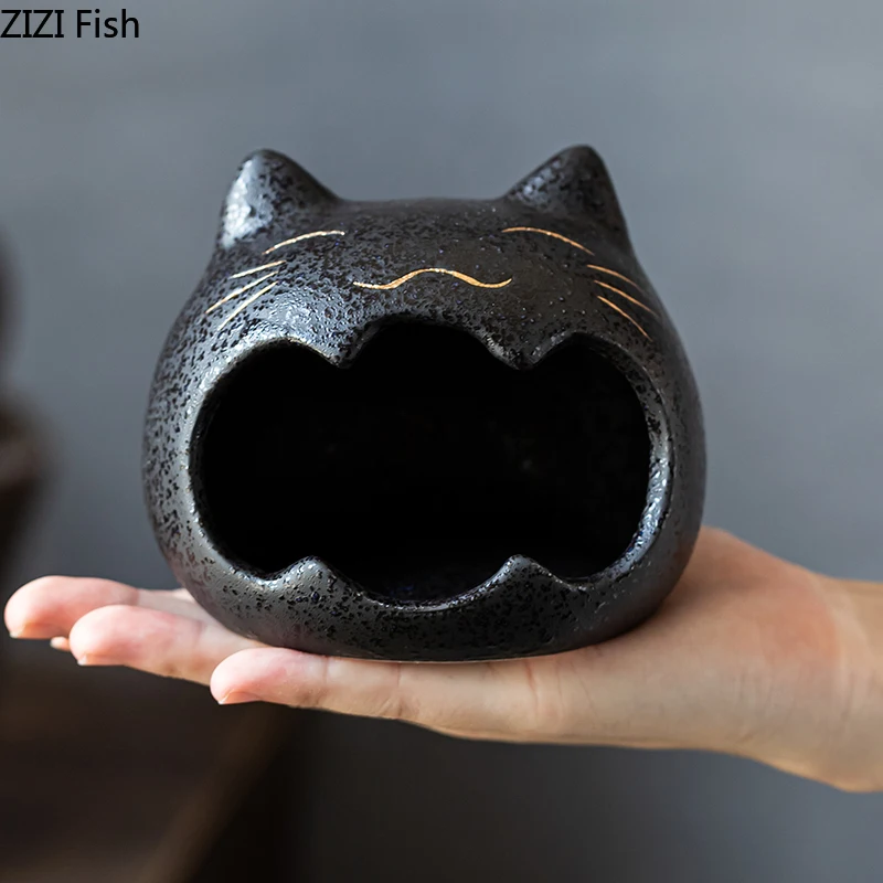 Cartoon Cat Creative Art Ashtray Ceramic Household Living Room Large Capacity Anti Fly Ash Ashtray Gift for Boyfriend