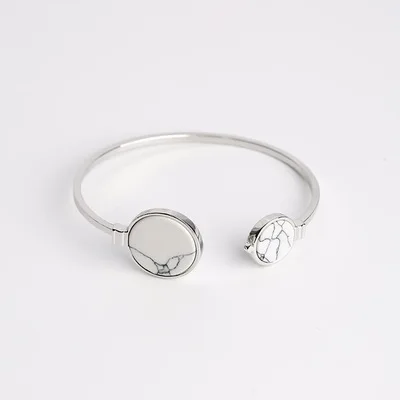 AOMU Корея простой геометрический Круглый браслет камень узор кулон браслет для женщин Открытие браслет ручной ювелирные изделия подарок - Окраска металла: 4