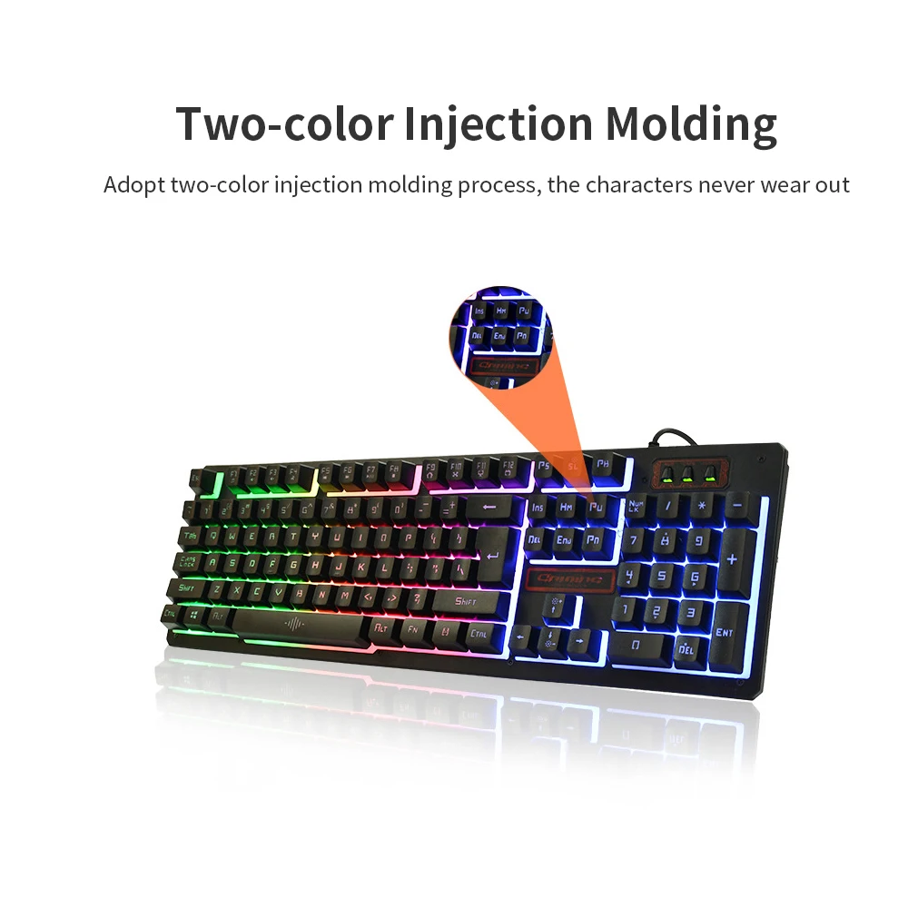 Клавиатура и мышь Combo N-Key rolover Проводная игровая мышь Бесшумная клавиатура RGB мышь 104 клавиш водонепроницаемый дизайн дыхательные огни