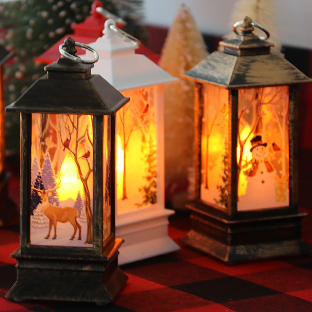 Lantern Led Candle Tea Light Candles Xmas Tree Ornaments Santa Claus Elk Lamp Kerst New Year Gift Christmas Decorations For Home | Дом и сад