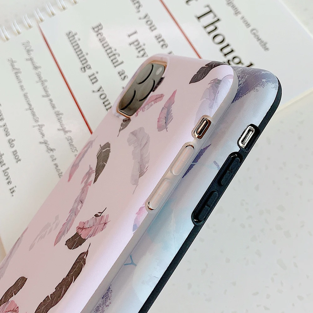 Винтажный чехол LOVECOM с перьями и листьями для iPhone 12 Mini 11 Pro XR XS Max 6 6s 7 8 Plus