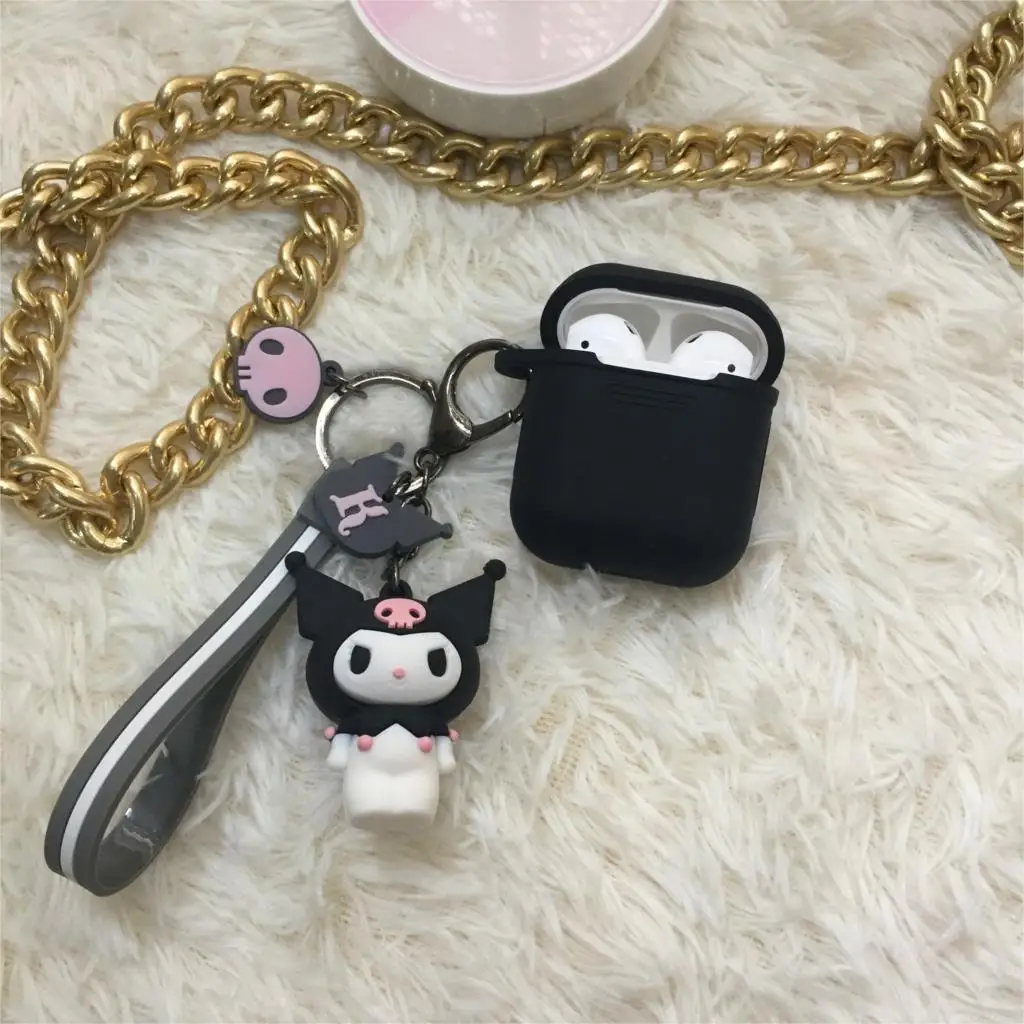 Милый мультфильм для airpods чехол hello kitty Мелодия для наушники для iPhone Мягкая силиконовая сумка Универсальный телефон крюк вверх ремень, запястье - Цвет: As shown