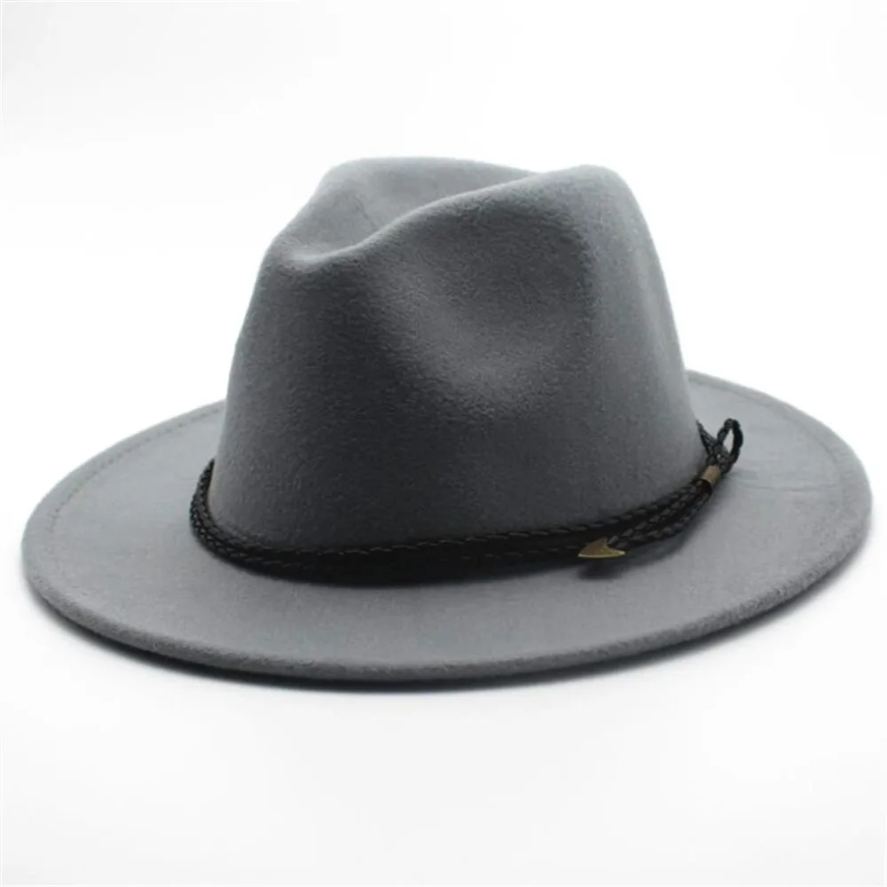 Ретро Fedora шляпа для мужчин и женщин шерсть мягкая фетровая шляпа широкая шляпа Повседневная дикая шляпа размер 56-58 см