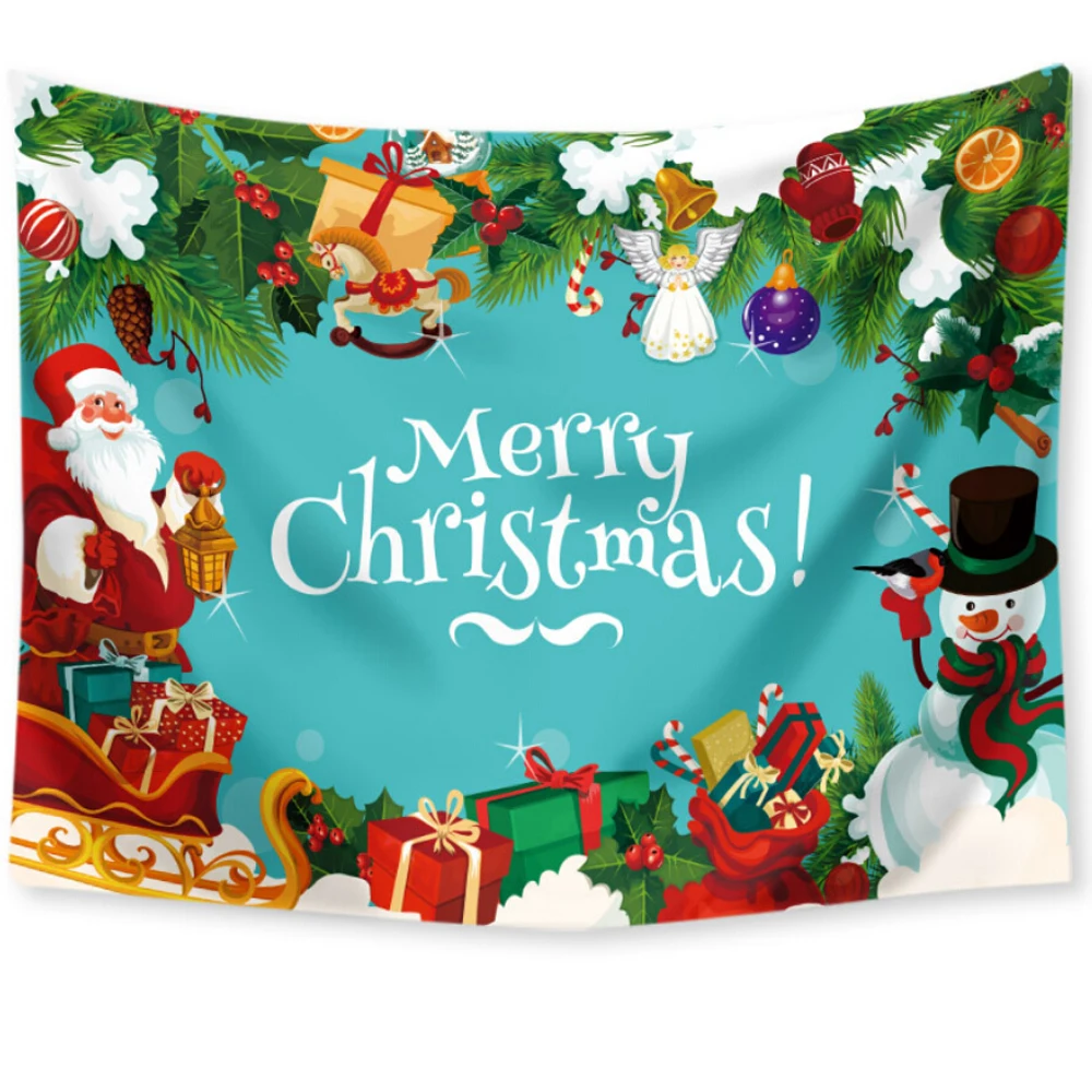 1Pcs Christmas Tapestry Sofa Background Wall Decoration Cloth Christmas Tree Decoration Beach Towel Blanket Scene Cloth 5 Colors