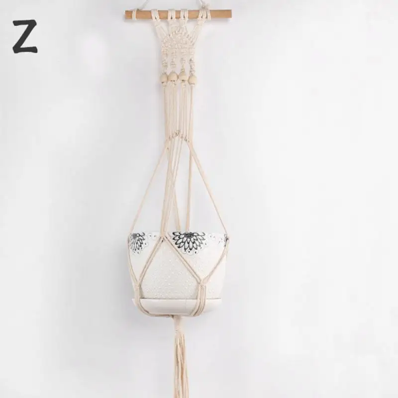 90cm Knotted Macrame Plant Hanger Vintage Cotton Linen Flower Pot Basket Lifting Rope Pot Holder Garden Tool Hanging Basket