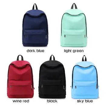 

Canvas Fashion Leisure Bag Teenagers Travel Backpack Laptop Bag Solid Color Outdoor Female Rucksack school bag dorpshipping